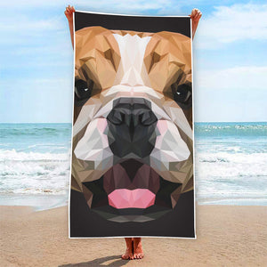 Geometric English Bulldog Print Beach Towel