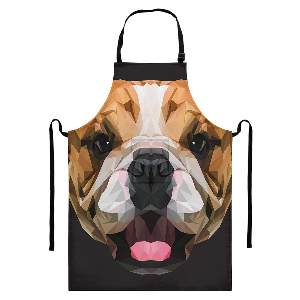 Geometric English Bulldog Print Bib Apron With Pocket