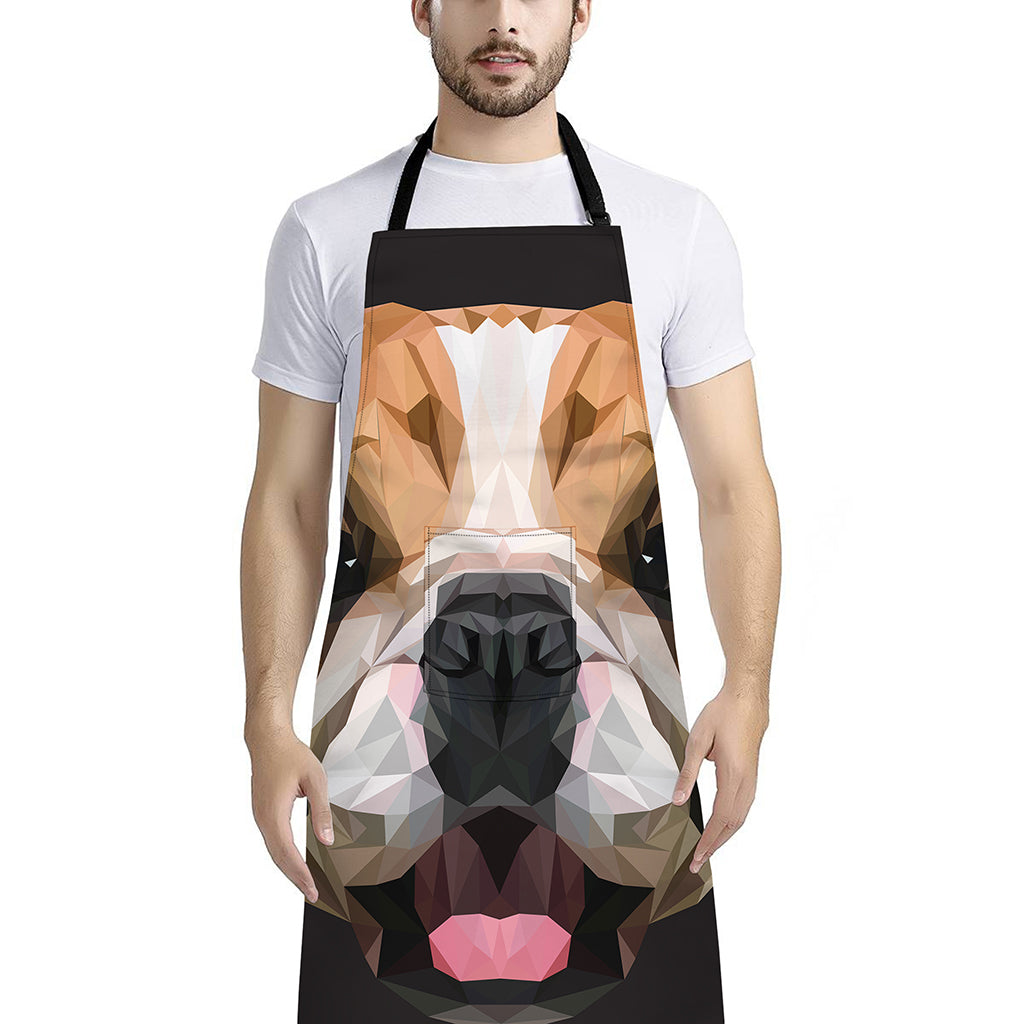 Geometric English Bulldog Print Bib Apron With Pocket
