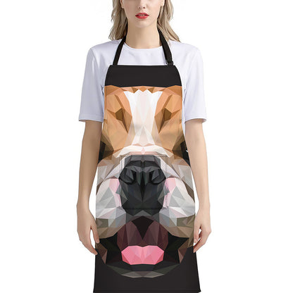Geometric English Bulldog Print Bib Apron With Pocket