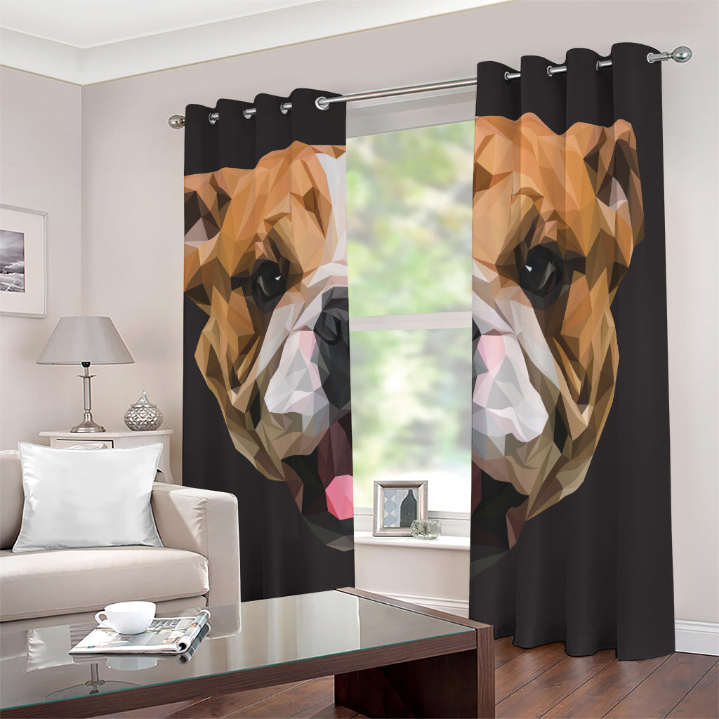 Geometric English Bulldog Print Blackout Grommet Curtains