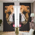 Geometric English Bulldog Print Dimout Pencil Pleat Curtains