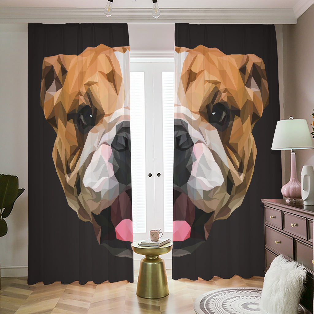 Geometric English Bulldog Print Blackout Pencil Pleat Curtains