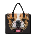 Geometric English Bulldog Print Canvas Tote Bag