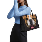 Geometric English Bulldog Print Canvas Tote Bag