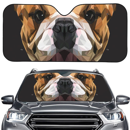 Geometric English Bulldog Print Car Windshield Sun Shade