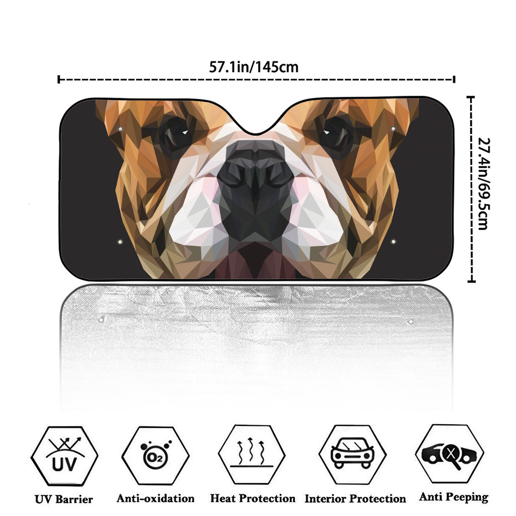 Geometric English Bulldog Print Car Windshield Sun Shade