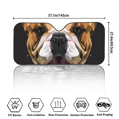 Geometric English Bulldog Print Car Windshield Sun Shade