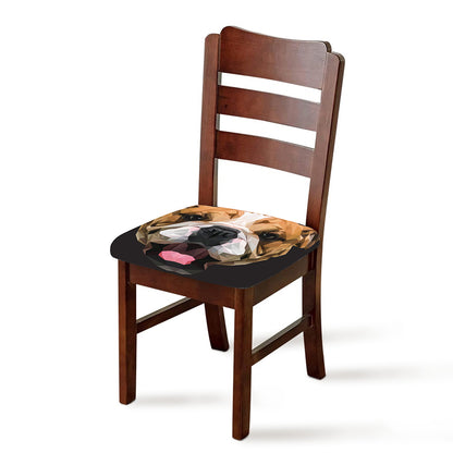 Geometric English Bulldog Print Chair Cushion Cover