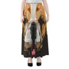 Geometric English Bulldog Print Chiffon Maxi Skirt