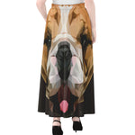 Geometric English Bulldog Print Chiffon Maxi Skirt