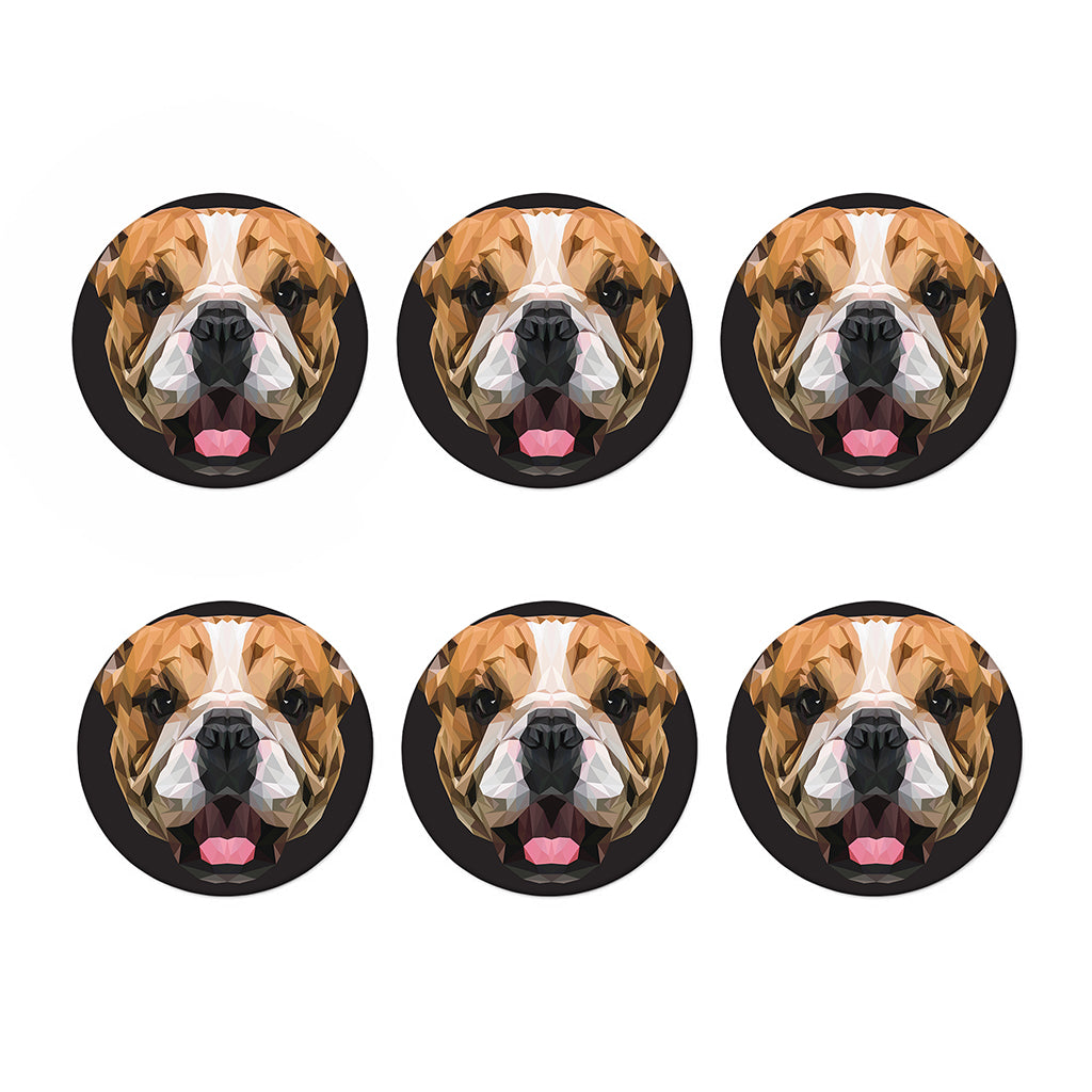 Geometric English Bulldog Print Coaster Set