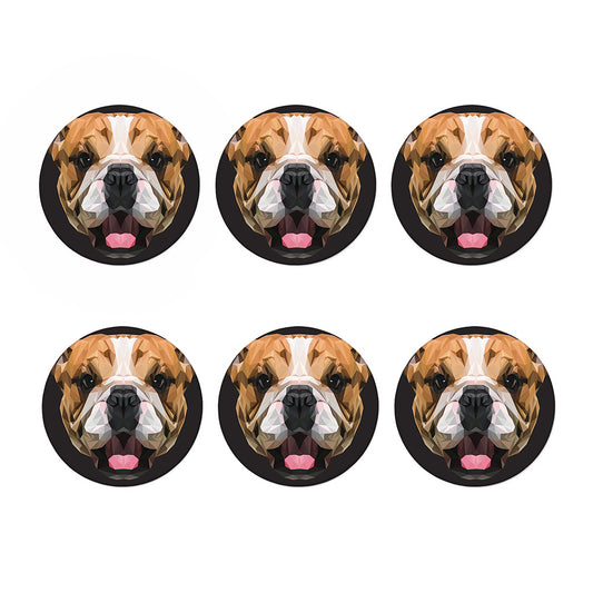 Geometric English Bulldog Print Coaster Set