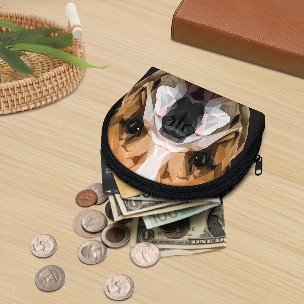 Geometric English Bulldog Print Coin Purse