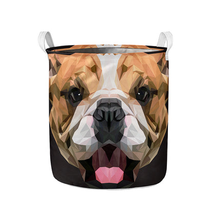 Geometric English Bulldog Print Collapsible Laundry Basket