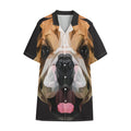 Geometric English Bulldog Print Cotton Hawaiian Shirt