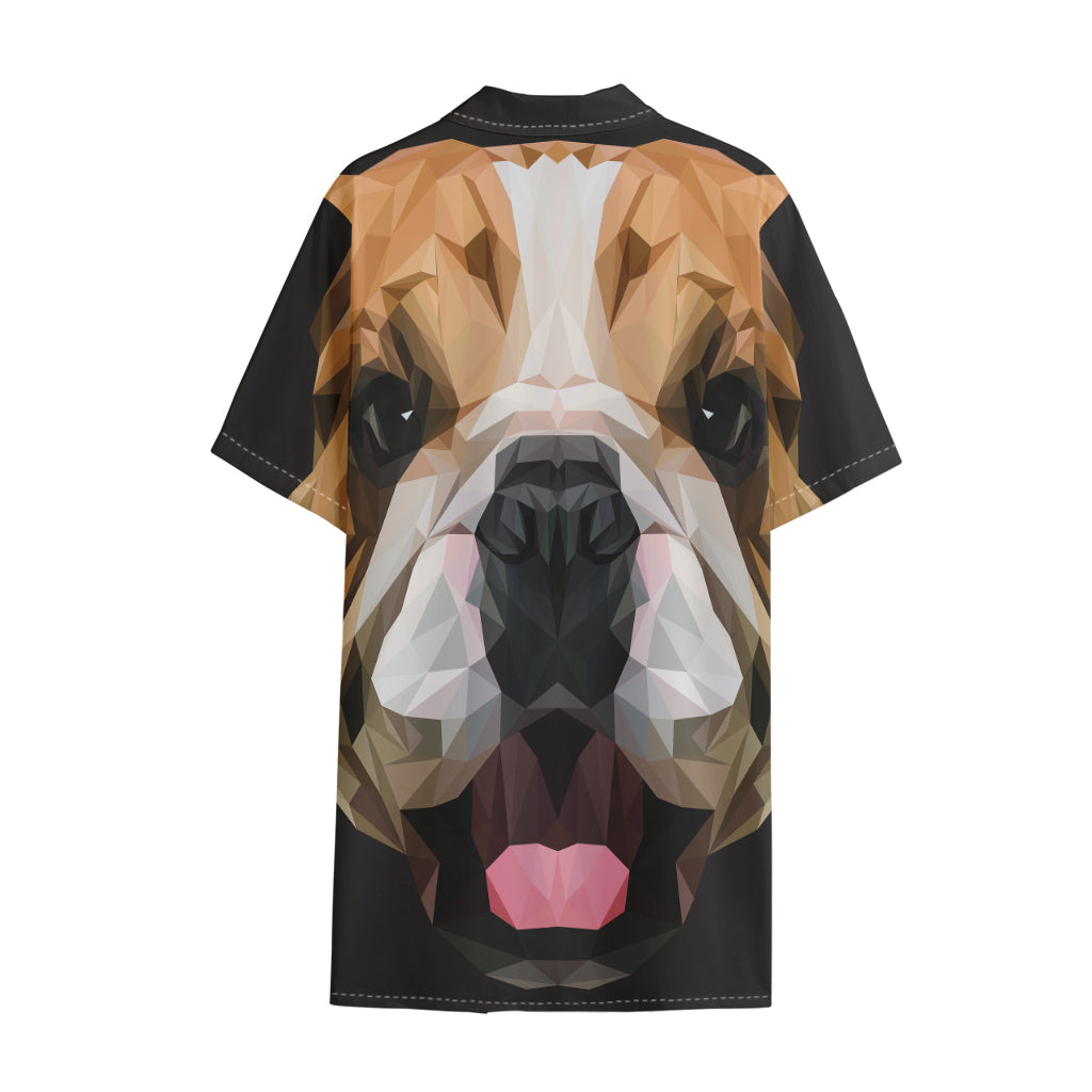 Geometric English Bulldog Print Cotton Hawaiian Shirt
