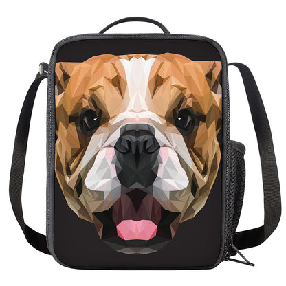 Geometric English Bulldog Print Crossbody Lunch Bag