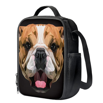 Geometric English Bulldog Print Crossbody Lunch Bag
