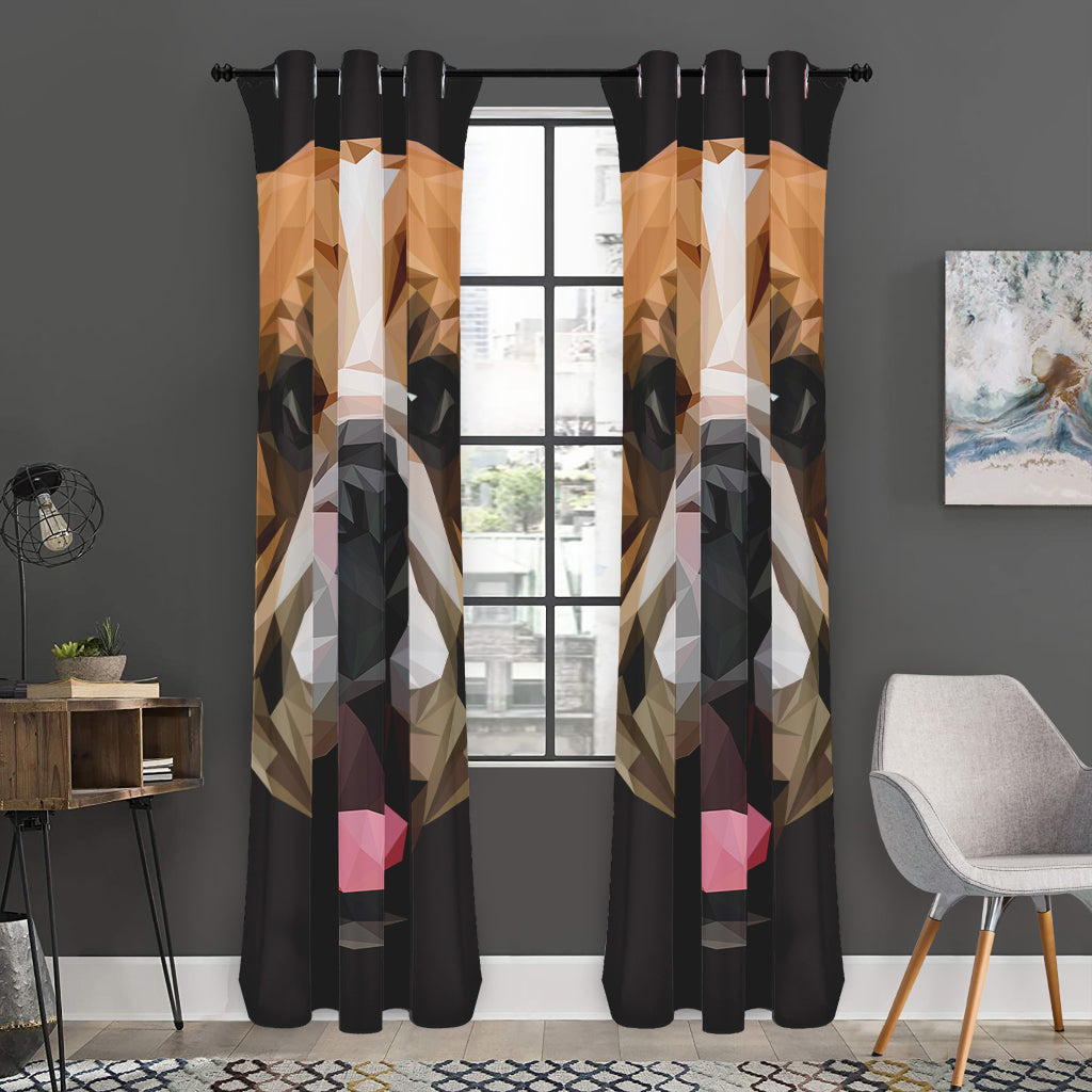 Geometric English Bulldog Print Curtain