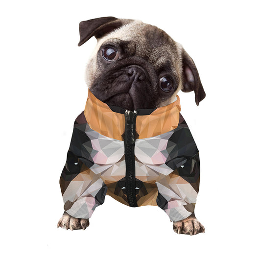 Geometric English Bulldog Print Dog Zip Up Jacket
