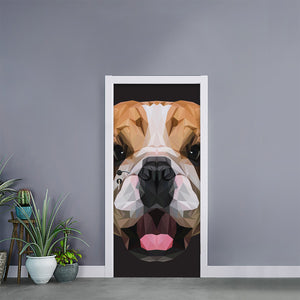 Geometric English Bulldog Print Door Sticker