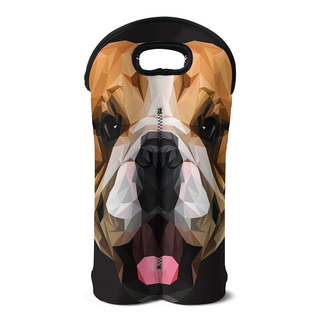 Geometric English Bulldog Print Double Neoprene Wine Tote