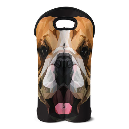 Geometric English Bulldog Print Double Neoprene Wine Tote