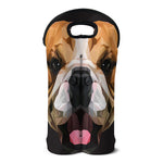 Geometric English Bulldog Print Double Neoprene Wine Tote