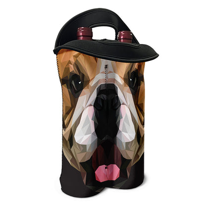 Geometric English Bulldog Print Double Neoprene Wine Tote