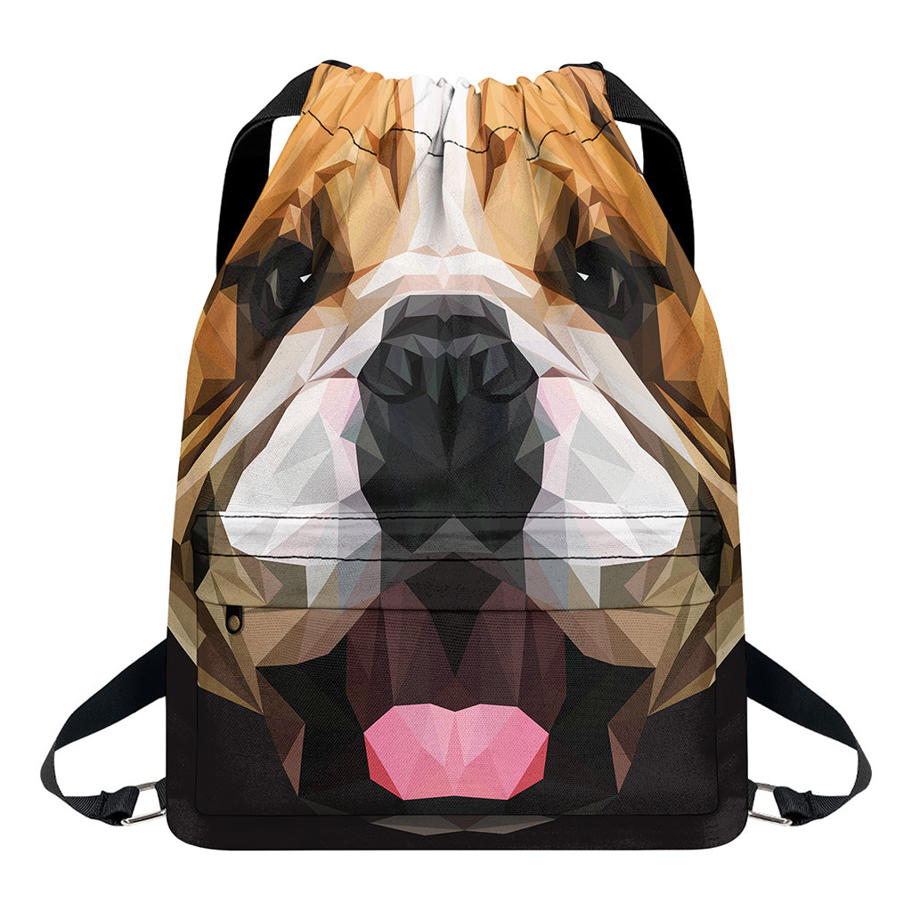Geometric English Bulldog Print Drawstring Backpack