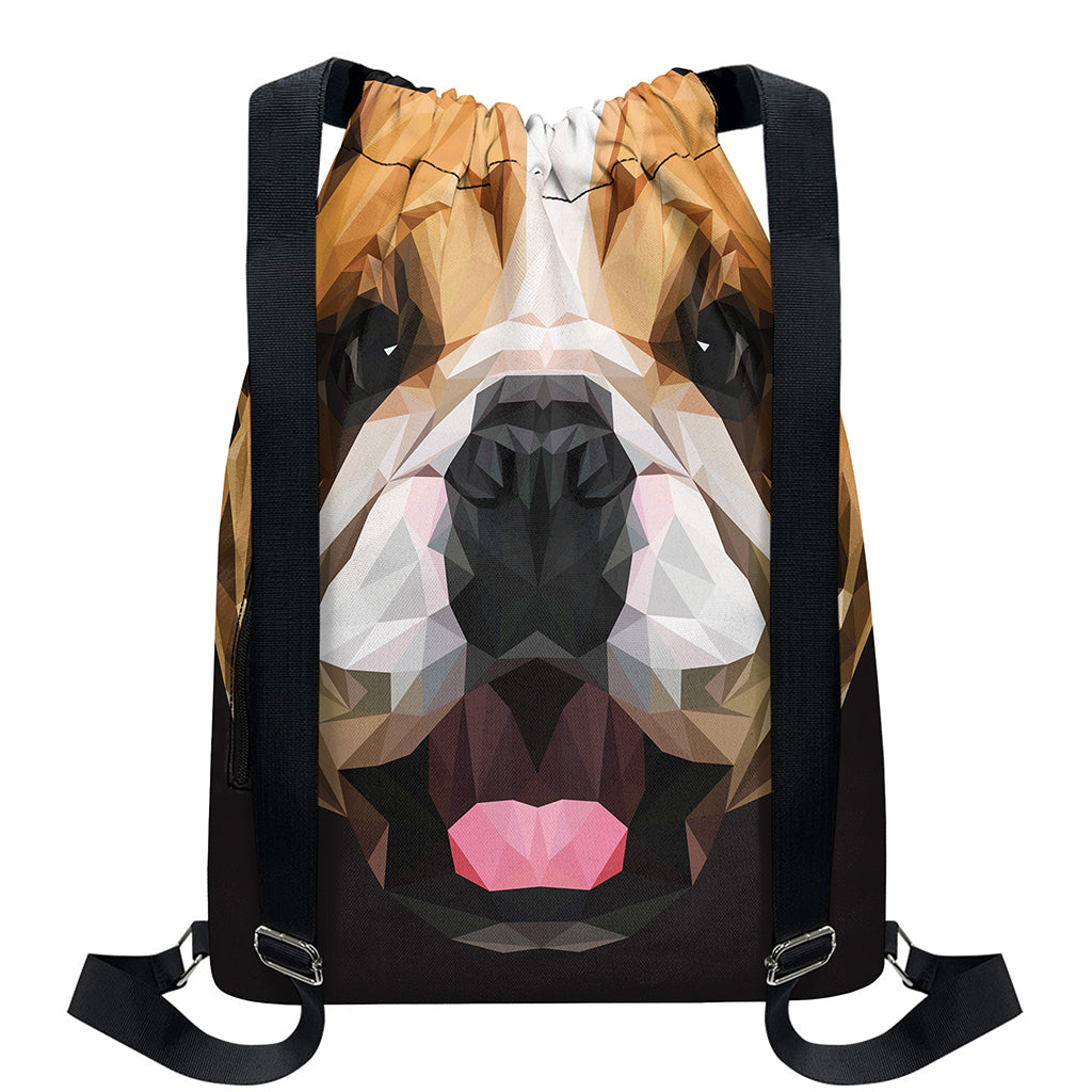 Geometric English Bulldog Print Drawstring Backpack