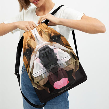 Geometric English Bulldog Print Drawstring Backpack