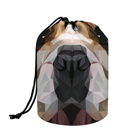 Geometric English Bulldog Print Drawstring Makeup Bag