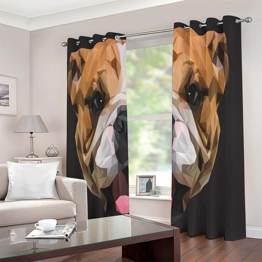 Geometric English Bulldog Print Extra Wide Grommet Curtains