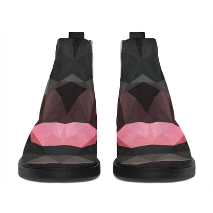 Geometric English Bulldog Print Flat Ankle Boots