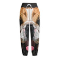 Geometric English Bulldog Print Fleece Lined Knit Pants