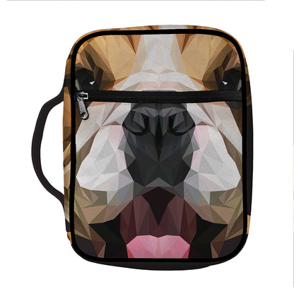 Geometric English Bulldog Print Front Pocket Bible Bag