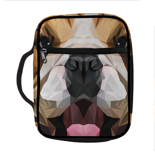Geometric English Bulldog Print Front Pocket Bible Bag