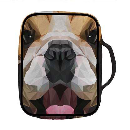Geometric English Bulldog Print Front Pocket Bible Bag