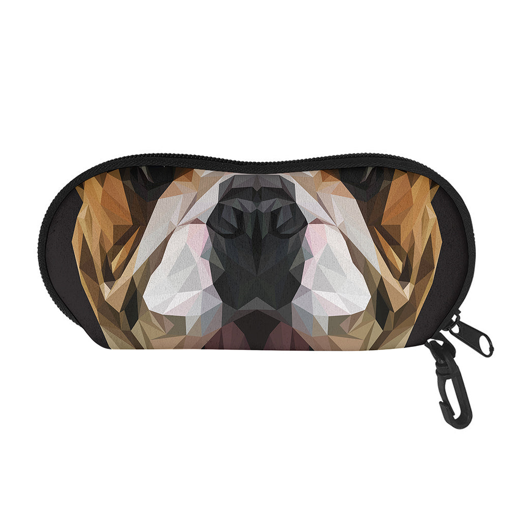 Geometric English Bulldog Print Glasses Case