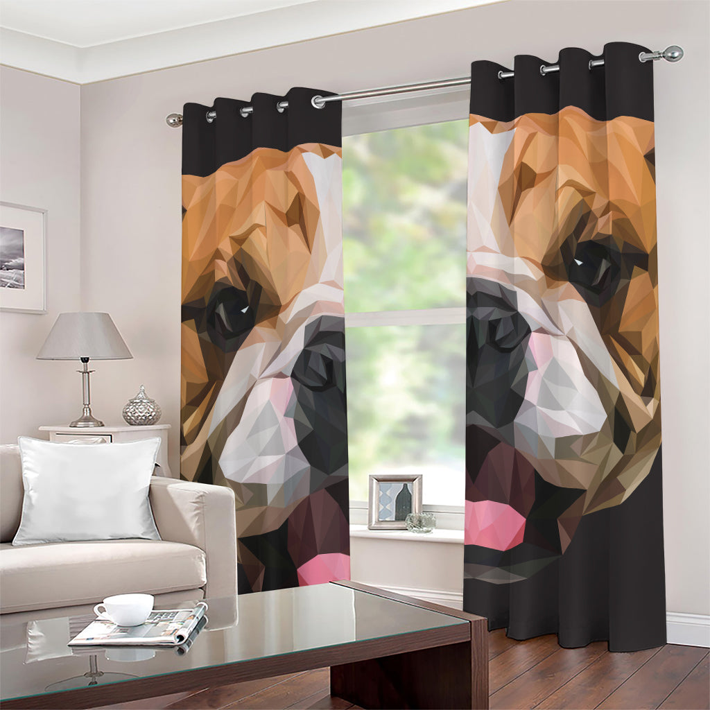 Geometric English Bulldog Print Grommet Curtains