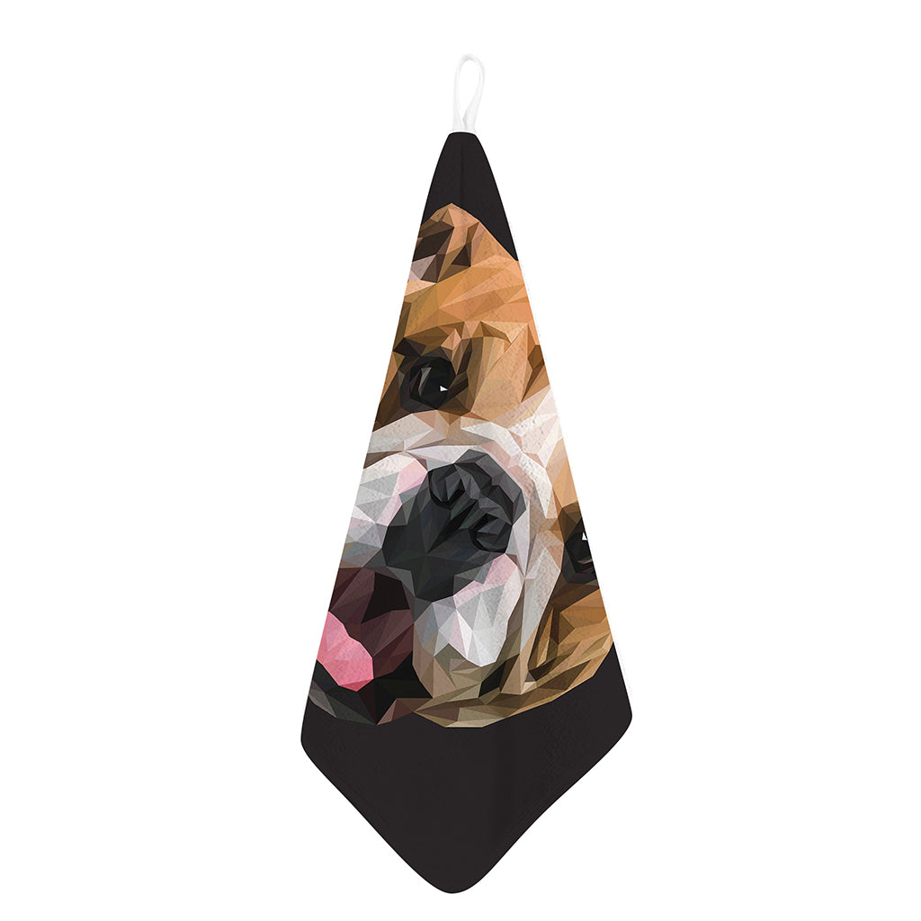 Geometric English Bulldog Print Hand Towel