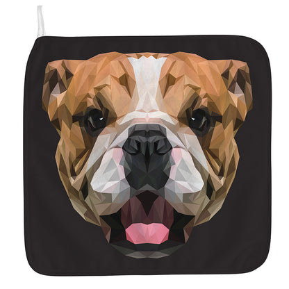 Geometric English Bulldog Print Hand Towel