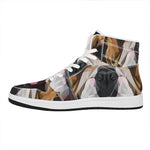 Geometric English Bulldog Print High Top Leather Sneakers