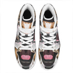 Geometric English Bulldog Print High Top Leather Sneakers