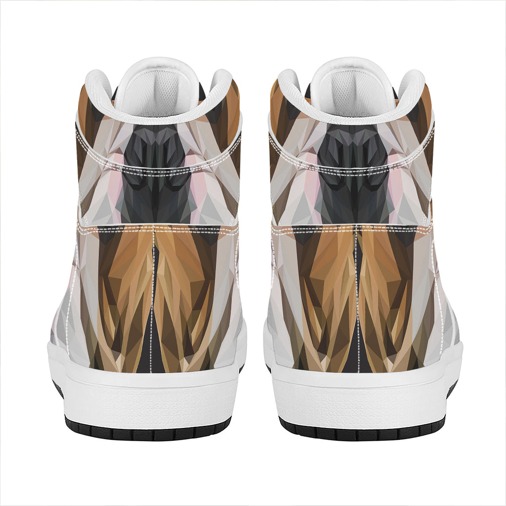 Geometric English Bulldog Print High Top Leather Sneakers