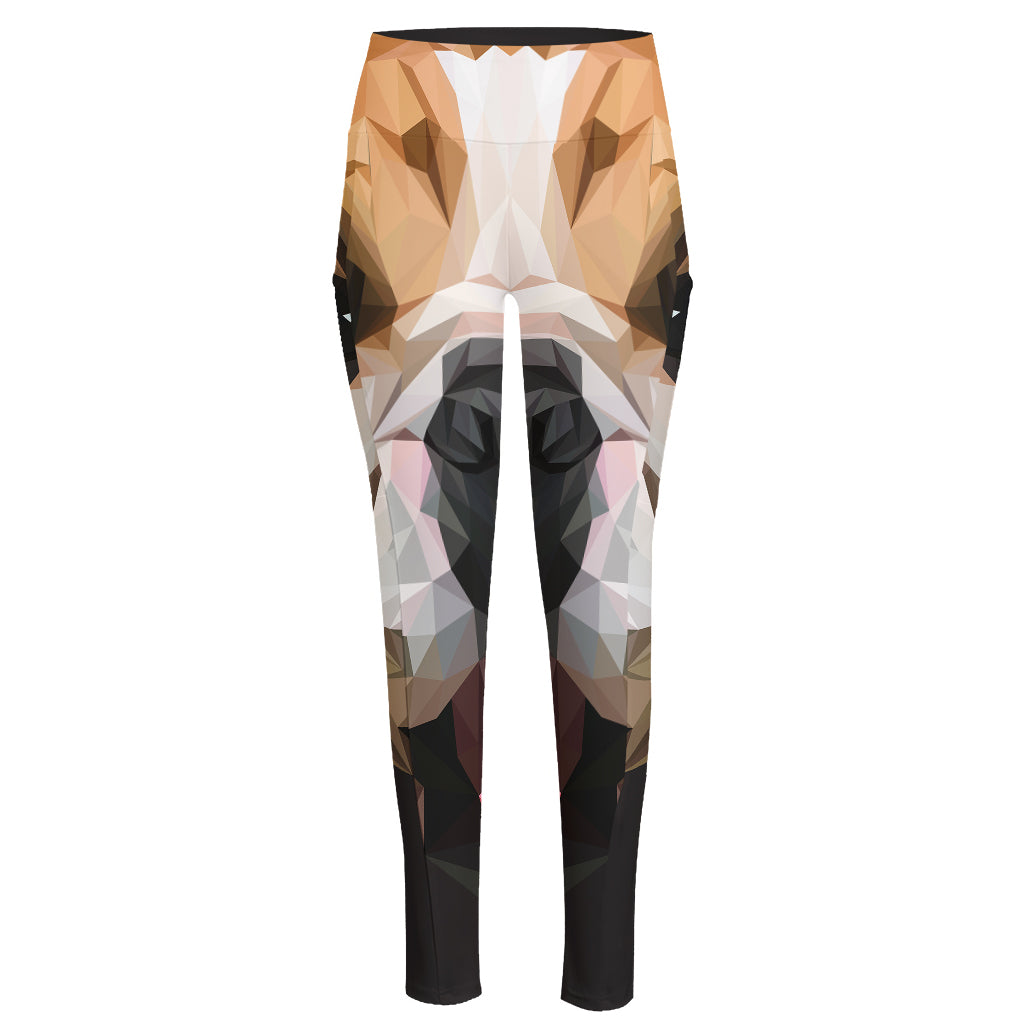 Geometric English Bulldog Print High-Waisted Pocket Leggings