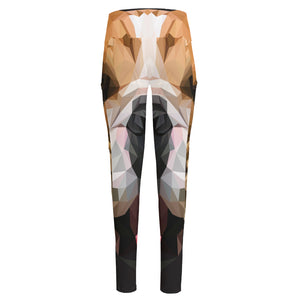 Geometric English Bulldog Print High-Waisted Pocket Leggings