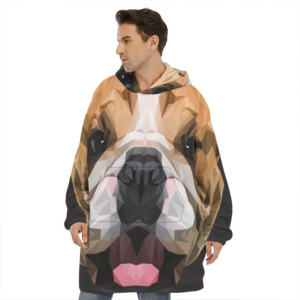 Geometric English Bulldog Print Hoodie Blanket